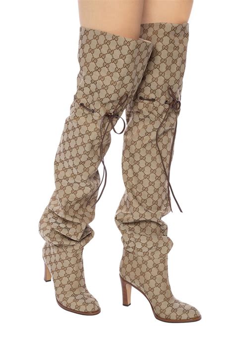 gucci knee high boots|gucci print thigh high boots.